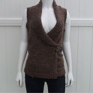 Charter Club Brown V-neck Knit Vest Size S